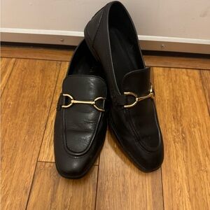 Zara Black Loafers with Gold Detail